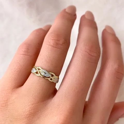 Diamant Gold Ring in 14 Karat Gold mit Rhodium 0,015 ct