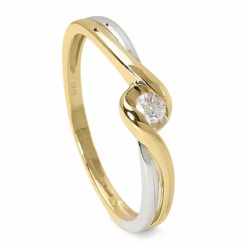 Einfacher Diamant Gold Ring in 14 Karat Gold mit Rhodium 0,08 ct