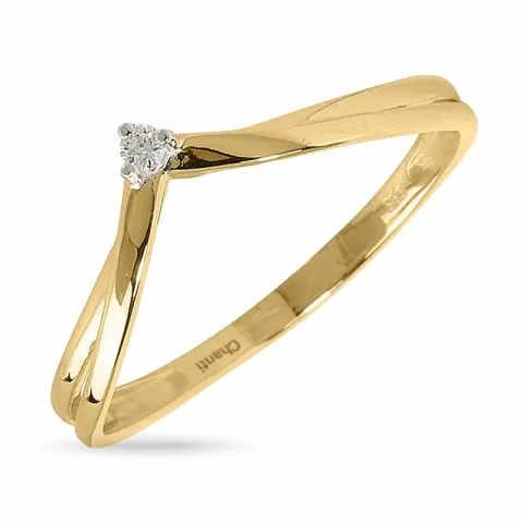 V Diamant Gold Ring in 14 Karat Gold mit Rhodium 0,021 ct