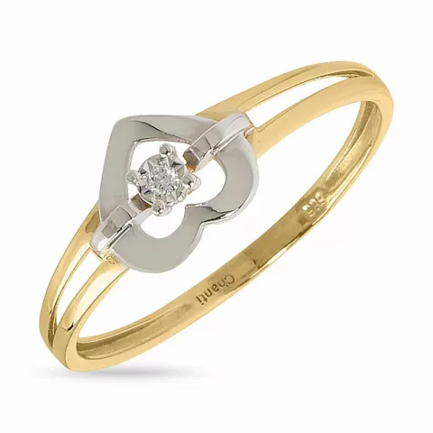 Diamant Herzring in 14 Karat Gold mit Rhodium 0,01 ct