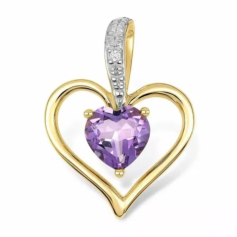 Herz Amethyst Anhänger aus 14 Karat Gold, rhodiniert