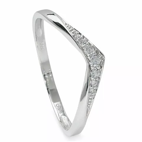 V Zirkon Ring aus 14 Karat Weißgold