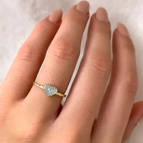 Klein Herz Zirkon Ring aus 14 Karat Gold, rhodiniert