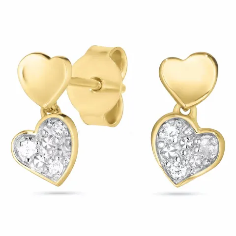Herz Ohrstecker in 14 karat gold mit rhodium mit Diamant