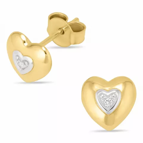 Herz Diamantohrringe in 14 Karat Gold, rhodiniert mit Diamant 