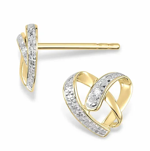 Herz Ohrstecker in 14 karat gold mit rhodium mit Diamant