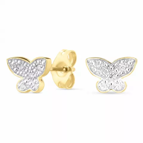 Schmetterlinge Brillantohrringen in 14 Karat Gold, rhodiniert mit Diamant 
