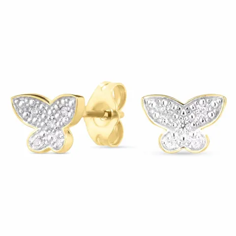 Schmetterlinge Brillantohrringen in 14 Karat Gold, rhodiniert mit Diamant