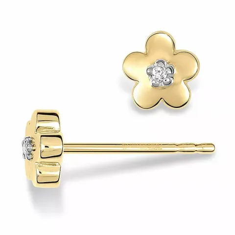 Blumen Diamantohrringe in 14 Karat Gold mit Diamanten 