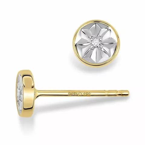runden Diamantohrringe in 14 Karat Gold und Weißgold mit Diamant