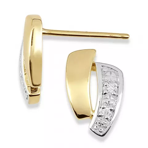 Diamantohrringe in 14 Karat Gold, rhodiniert mit Diamant 
