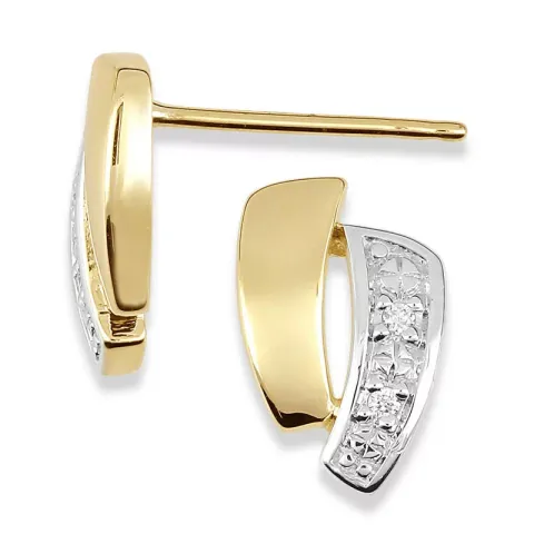 Diamantohrringe in 14 Karat Gold, rhodiniert mit Diamant 