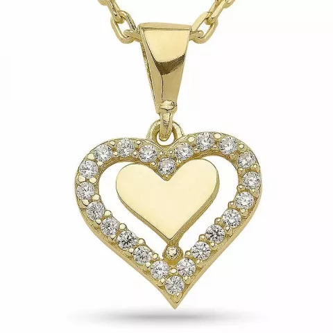 Herz Halskette mit Anhänger aus vergoldetem Sterlingsilber und Anhänger aus 9 Karat Gold