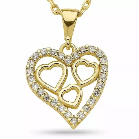 Herz Halskette aus vergoldetem Sterlingsilber und Herzförmiger Anhänger aus 9 Karat Gold