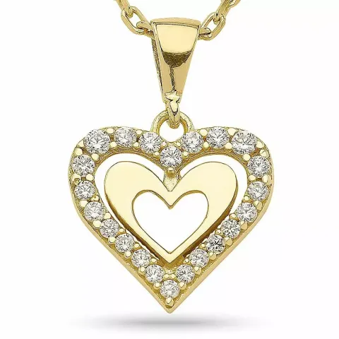 Herz Halskette aus vergoldetem Sterlingsilber und Anhänger aus 9 Karat Gold