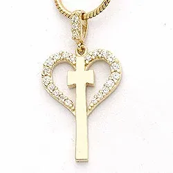 Herz Kreuz Anhänger aus 9 Karat Gold