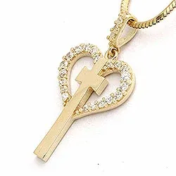 Herz Kreuz Anhänger aus 9 Karat Gold