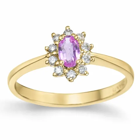 pink Saphir Rosettenring in 14 Karat Gold 0,35 ct 0,11 ct