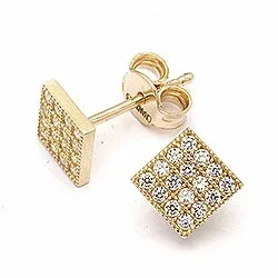 viereckigem Ohrringe in 9 Karat Gold mit