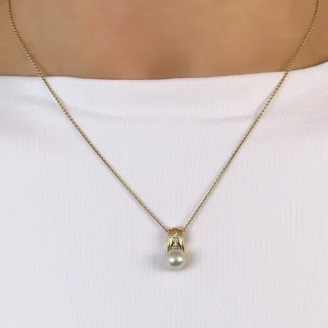 Perle Diamantanhänger in 14 karat Gold 0,058 ct