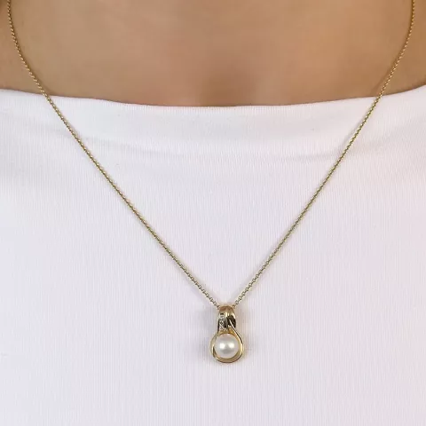 Perle Diamantanhänger in 14 karat Gold 0,029 ct