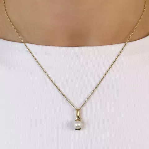 Perle Diamantanhänger in 14 karat Gold 0,013 ct