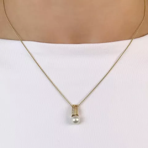 Perle Diamantanhänger in 14 karat Gold 0,059 ct