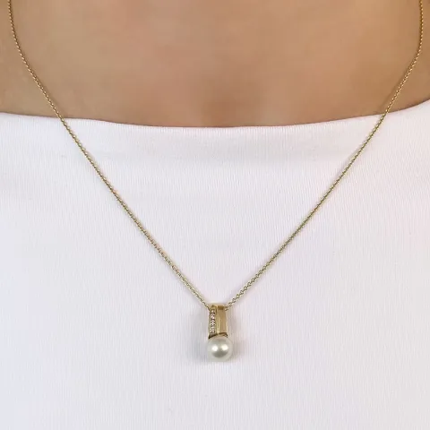 Perle Diamantanhänger in 14 karat Gold 0,059 ct