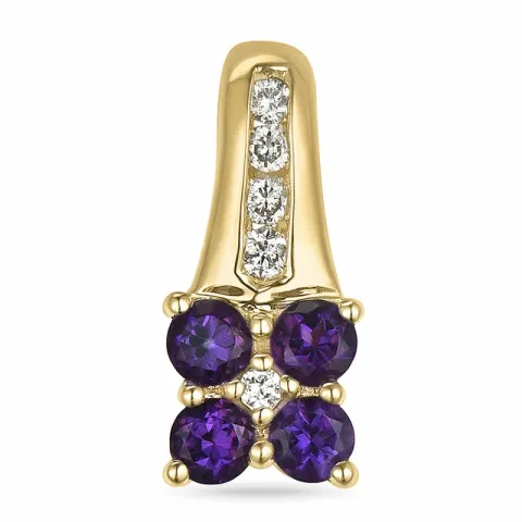 Blumen Amethyst Diamantanhänger in 14 karat Gold 0,07 ct 0,36 ct