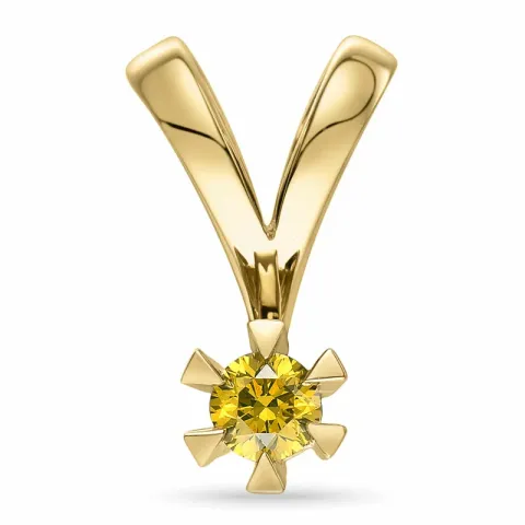 0,14 ct gelbem behandelter Naturdiamant Solitäranhänger in 14 karat Gold 0,14 ct
