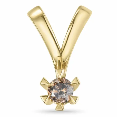 0,15 ct dunkelbraun Diamant Solitäranhänger in 14 karat Gold 0,15 ct