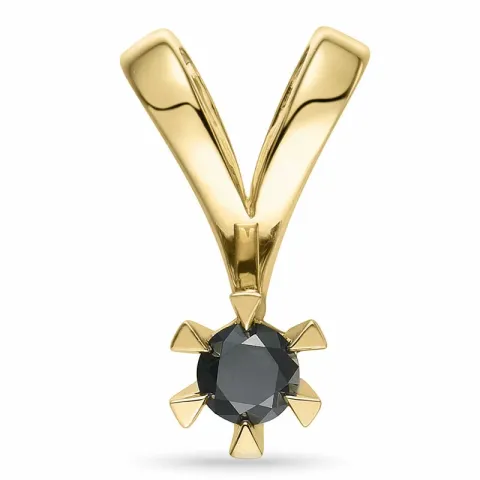 0,15 ct schwarz Diamant Solitäranhänger in 14 karat Gold 0,15 ct