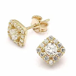 viereckigem Ohrringe in 9 Karat Gold mit
