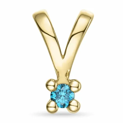 0,05 ct blauem behandelter Naturdiamant Solitäranhänger in 14 karat Gold 0,051 ct