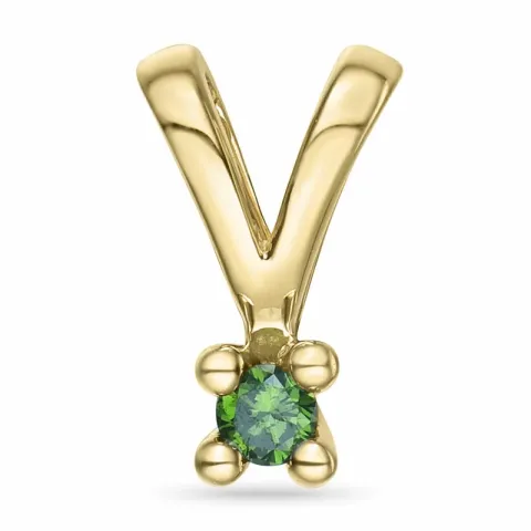 0,05 ct grünem behandelter Naturdiamant Solitäranhänger in 14 karat Gold 0,051 ct