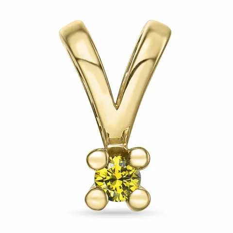 0,05 ct gelbem behandelter Naturdiamant Solitäranhänger in 14 karat Gold 0,051 ct