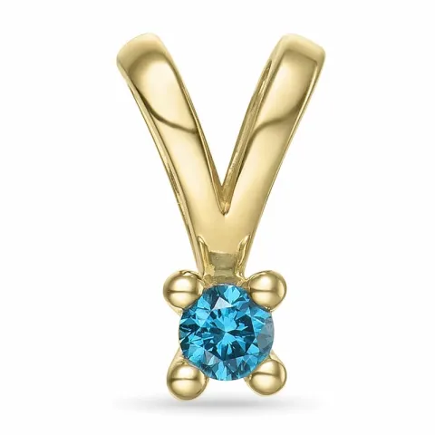 0,09 ct blauem behandelter Naturdiamant Solitäranhänger in 14 karat Gold 0,09 ct