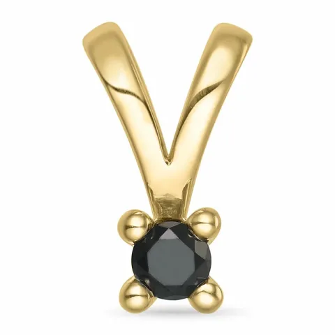 0,10 ct schwarz Diamant Solitäranhänger in 14 karat Gold 0,10 ct