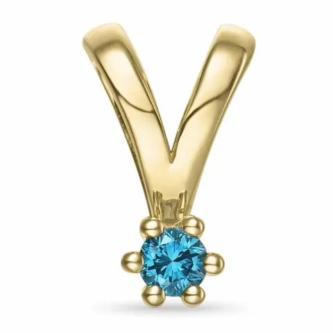 0,05 ct blauem behandelter Naturdiamant Solitäranhänger in 14 karat Gold 0,051 ct