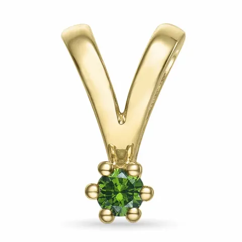 0,05 ct grünem behandelter Naturdiamant Solitäranhänger in 14 karat Gold 0,051 ct