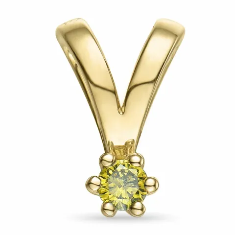 0,05 ct gelbem behandelter Naturdiamant Solitäranhänger in 14 karat Gold 0,051 ct