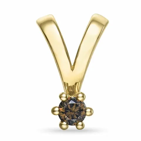0,05 ct dunkelbraun Diamant Solitäranhänger in 14 karat Gold 0,051 ct