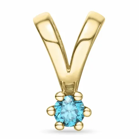 0,09 ct blauem behandelter Naturdiamant Solitäranhänger in 14 karat Gold 0,09 ct