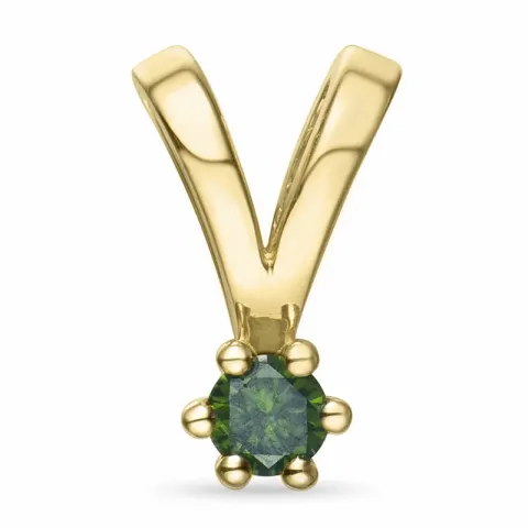 0,09 ct grünem behandelter Naturdiamant Solitäranhänger in 14 karat Gold 0,09 ct