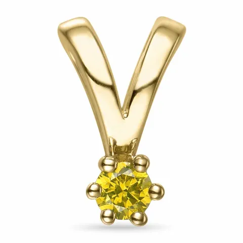 0,09 ct gelbem behandelter Naturdiamant Solitäranhänger in 14 karat Gold 0,09 ct
