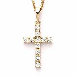 Kreuz weißem Zirkon Anhänger aus 9 Karat Gold