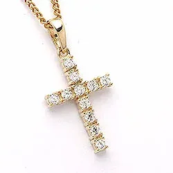 Kreuz weißem Zirkon Anhänger aus 9 Karat Gold