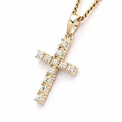 Kreuz weißem Zirkon Anhänger aus 9 Karat Gold