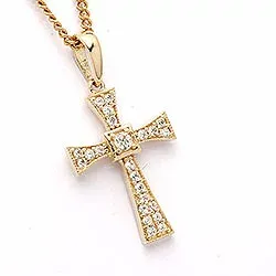 Kreuz Zirkon Anhänger aus 9 Karat Gold
