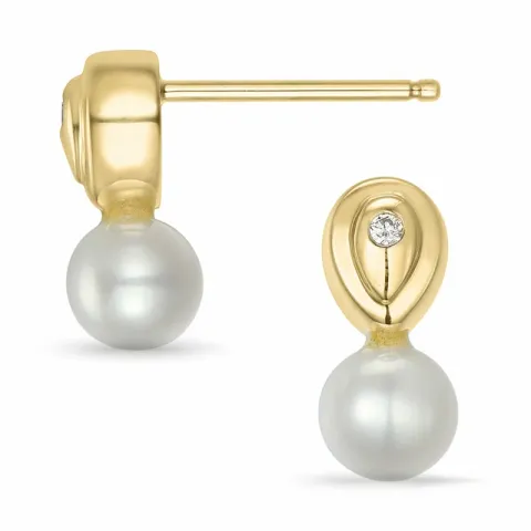 Perle Brillantohrringen in 14 Karat Gold mit Diamant